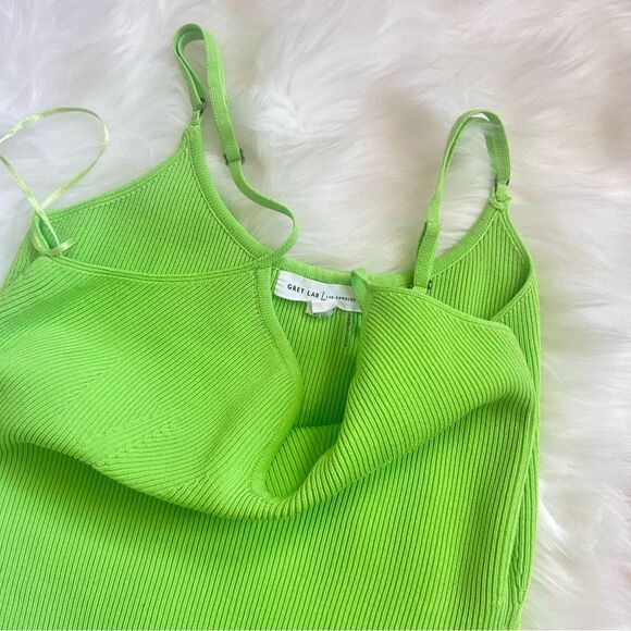 Grey Lab Bodysuit Lime Green Spaghetti Strap Ribbed sized Medium - Picture 5 of 6
